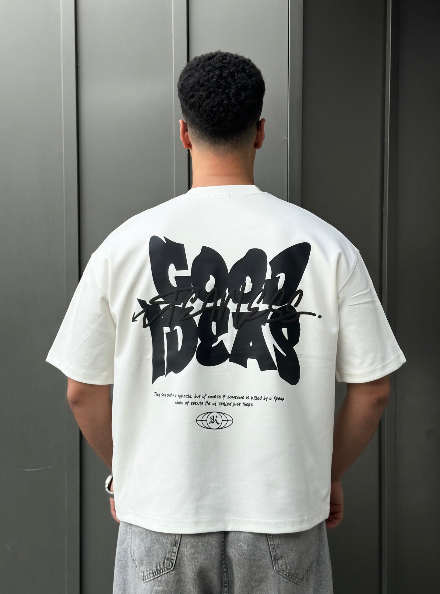 WHITE FEARLESS BOX-FIT TEE