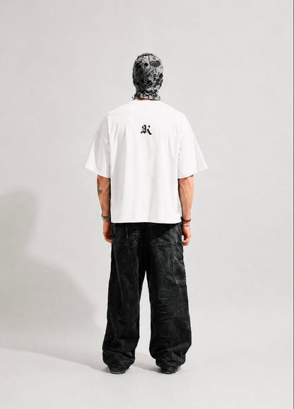 WHITE RISKY BOX-FIT TEE