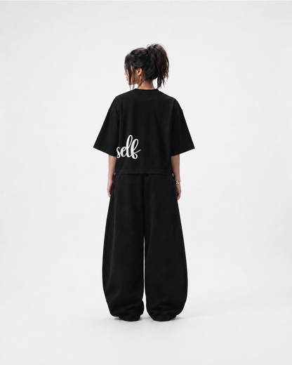 BLACK OVERSELF BOX-FIT TEE