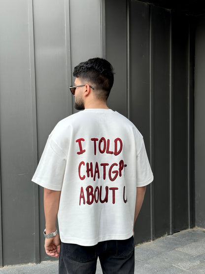 WHITE CHATGPT BOX-FIT TEE