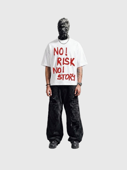 WHITE RISKY BOX-FIT TEE