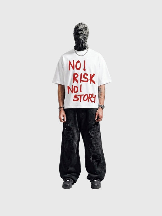 WHITE RISKY BOX-FIT TEE