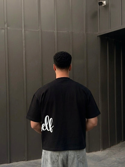 BLACK OVERSELF BOX-FIT TEE