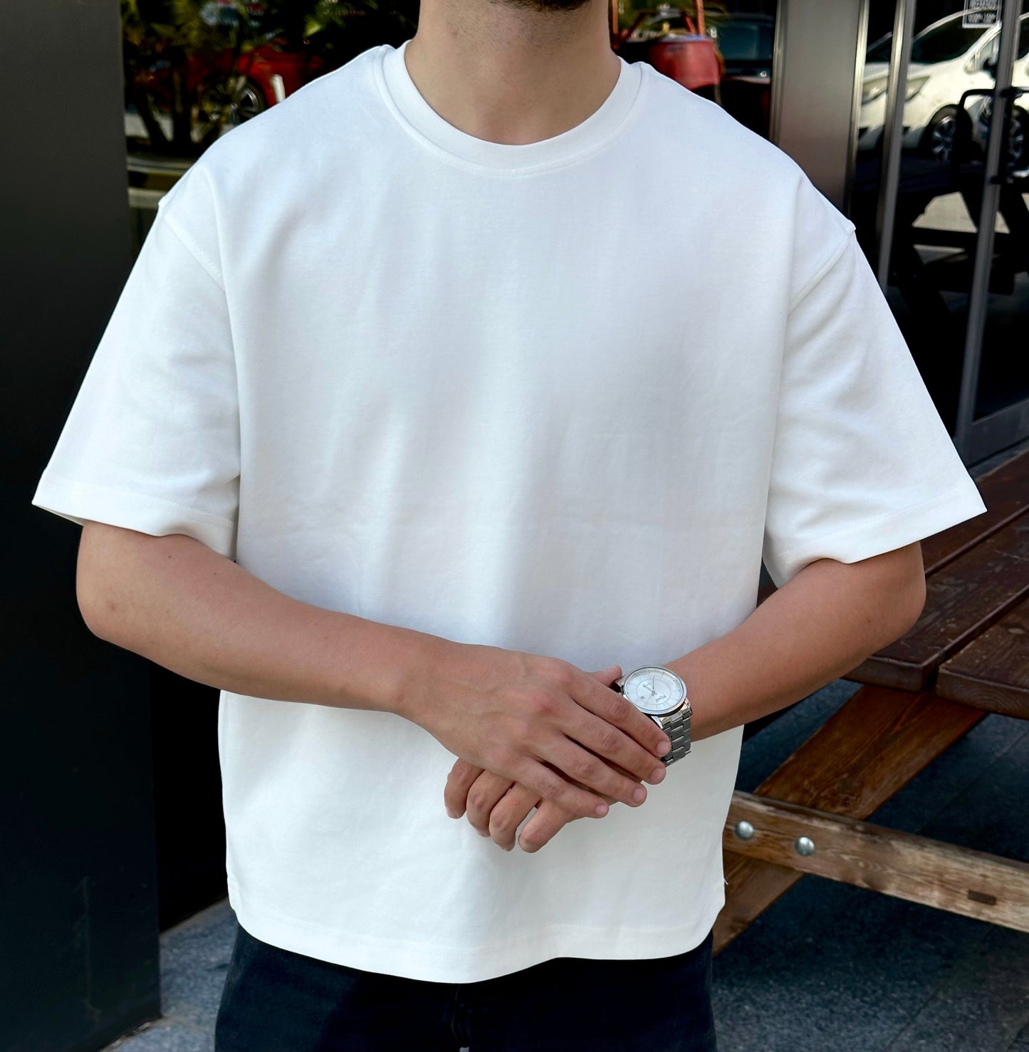 WHITE BASIC BOX-FIT TEE