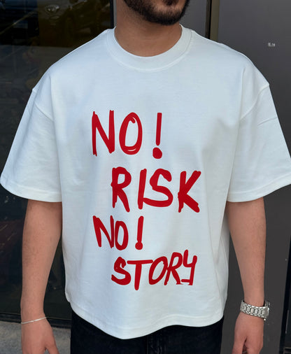 WHITE RISKY BOX-FIT TEE