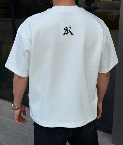 WHITE RISKY BOX-FIT TEE