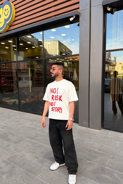 WHITE RISKY BOX-FIT TEE