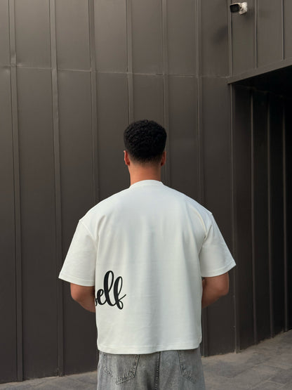 WHITE OVERSELF BOX-FIT TEE