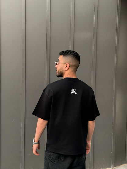 BLACK RISKY BOX-FIT TEE